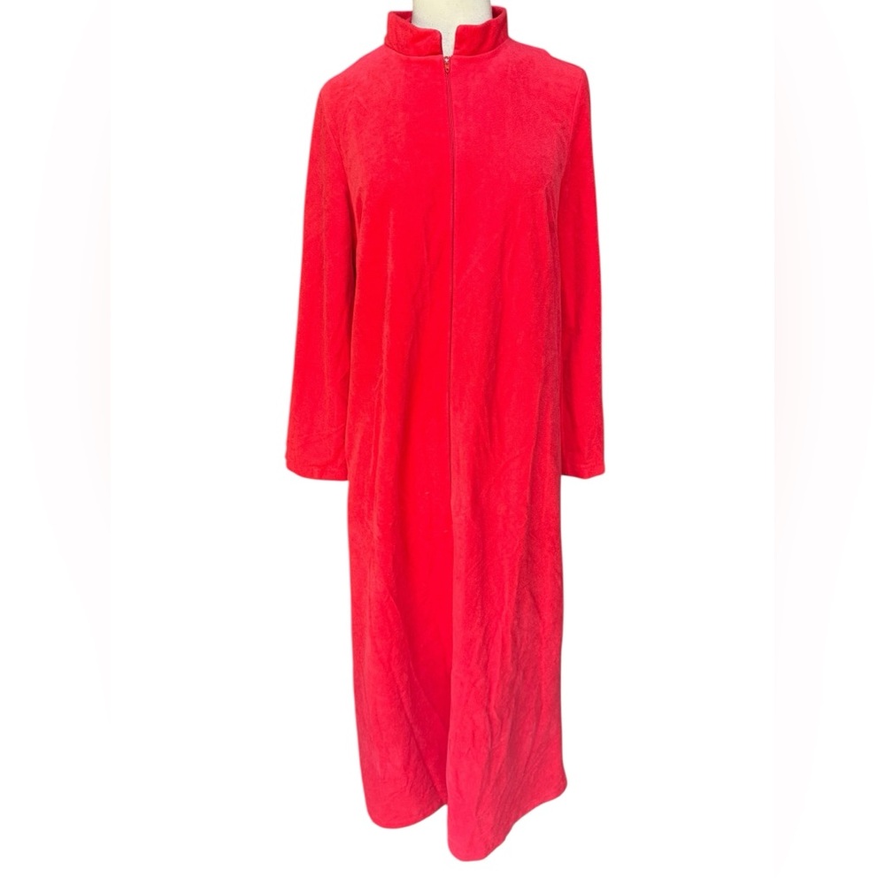 1970s David Brown California Velour Front Half Zip Floor Length Robe